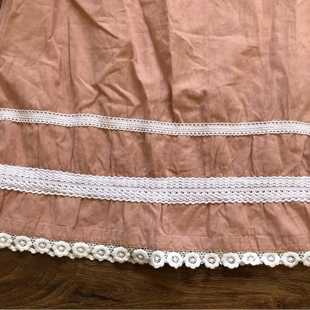 Yo Baby Girls Pillow Case Linen Blush Lace Dress Size 11